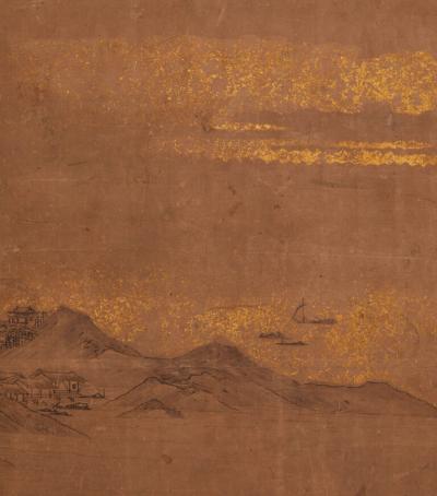 Japanese Two Panel Screen Chinese Landscape