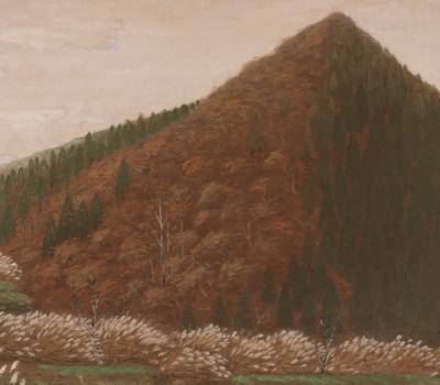 Japanese Two Panel Screen Country Farm