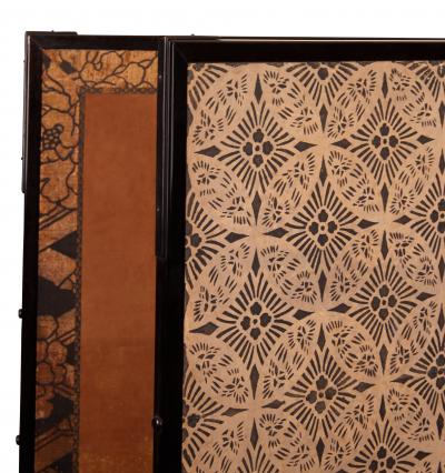 Japanese Two Panel Screen Cranes on Gold