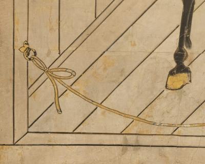 Japanese Two Panel Screen Dappled Grey in Stable