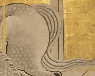 Japanese Two Panel Screen Dappled Grey in Stable