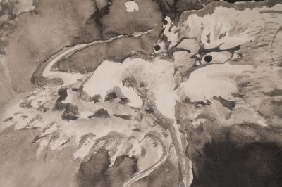 Japanese Two Panel Screen Dragon in the Mist