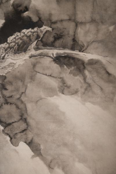 Japanese Two Panel Screen Dragon in the Mist