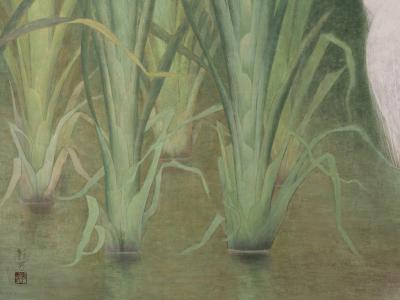 Japanese Two Panel Screen Egrets in the Marshes