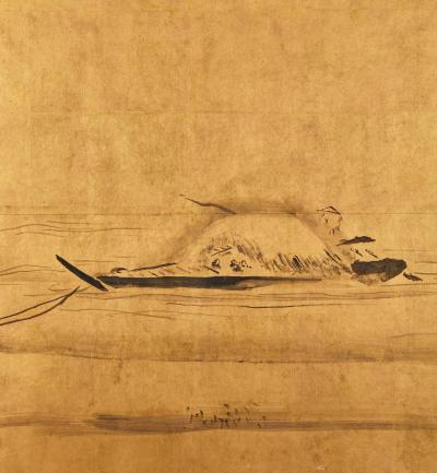 Japanese Two Panel Screen Fishing on the Flats