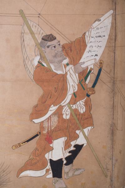 Japanese Two Panel Screen Genpei Warriors