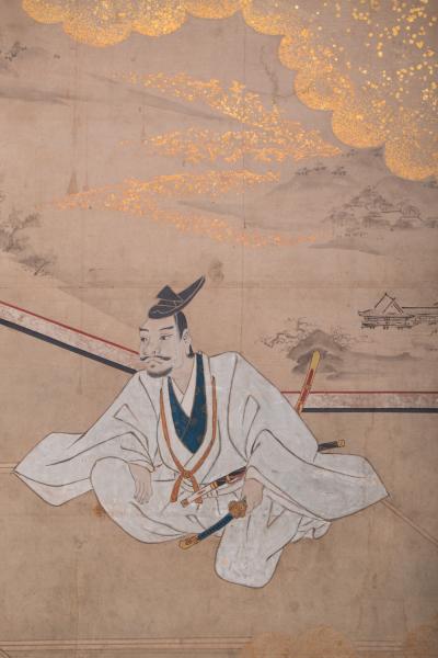 Japanese Two Panel Screen Genpei Warriors