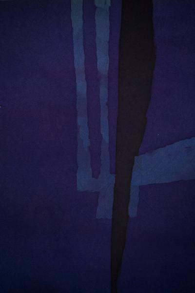 Japanese Two Panel Screen Geometric Design on Mounted Textile