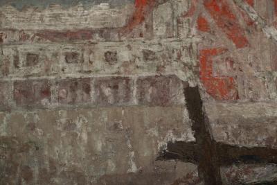 Japanese Two Panel Screen Harbor Scene in Abstract Form