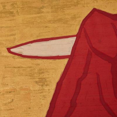 Japanese Two Panel Screen Harbor Scene in a Modernist View