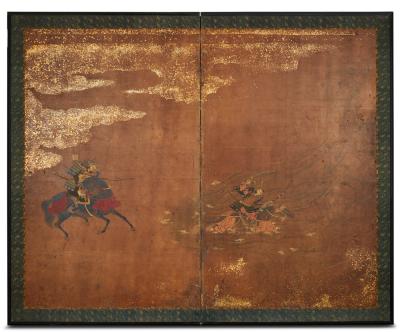 Japanese Two Panel Screen Heike