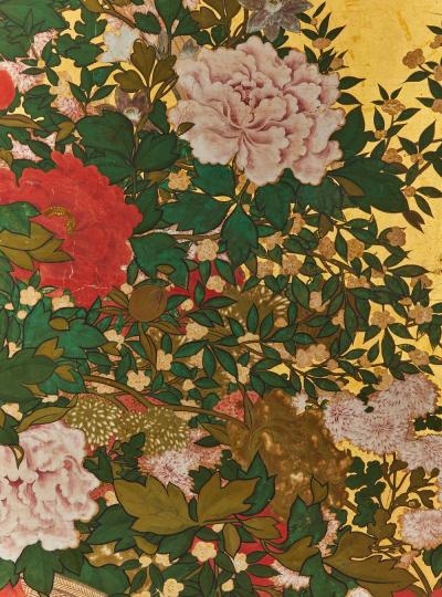 Japanese Two Panel Screen Ikebana