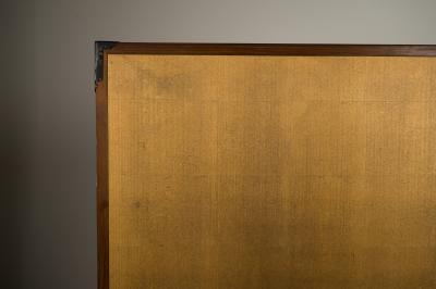 Japanese Two Panel Screen Ikebana Flower Arrangement 