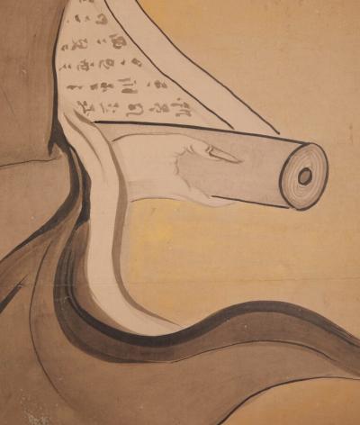 Japanese Two Panel Screen Kanzan and Jittoku