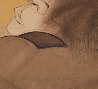 Japanese Two Panel Screen Kanzan and Jittoku