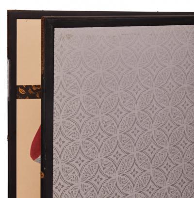 Japanese Two Panel Screen Kimono On Lacquer Rack