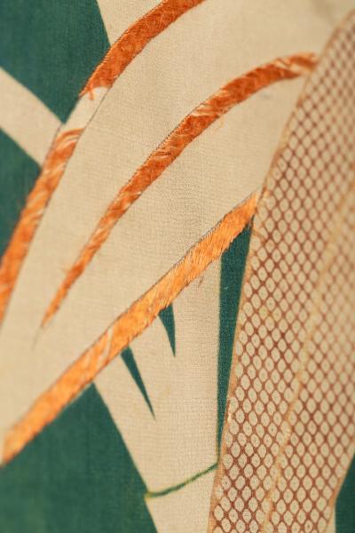 Japanese Two Panel Screen Late 19th Century Kimono Mounted on Early 20th