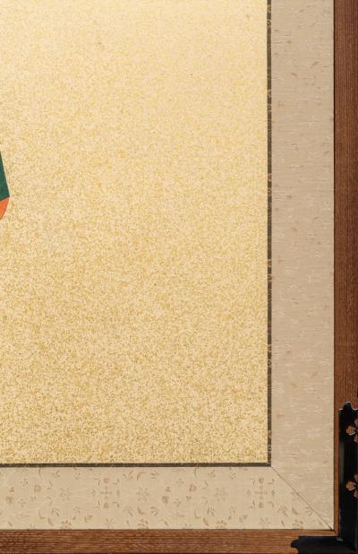 Japanese Two Panel Screen Late 19th Century Kimono Mounted on Early 20th