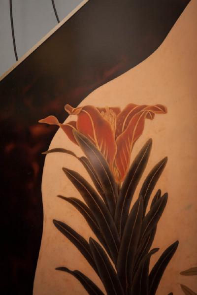 Japanese Two Panel Screen Lily Flowers In a Modern Setting