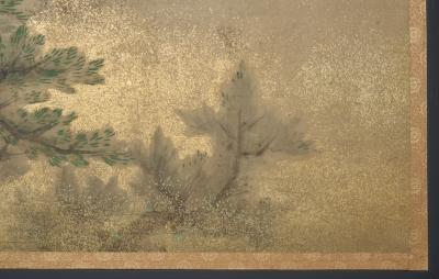 Japanese Two Panel Screen Misty Cedar Forest