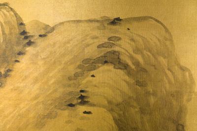 Japanese Two Panel Screen Mountains in the Mist