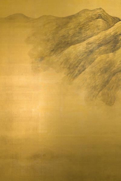 Japanese Two Panel Screen Mountains in the Mist