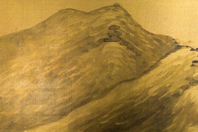 Japanese Two Panel Screen Mountains in the Mist