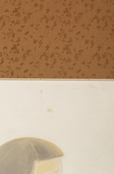 Japanese Two Panel Screen Nihonga Style Painting of Children in Western Dress