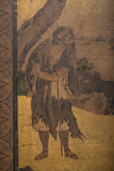 Japanese Two Panel Screen Painting of Three Screens