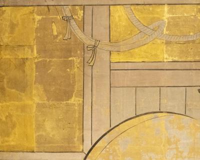 Japanese Two Panel Screen Palomino in Stable