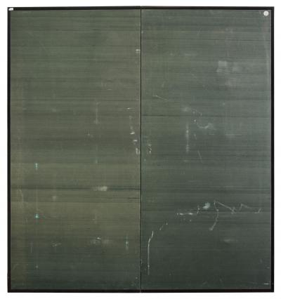 Japanese Two Panel Screen Persimmon on Gold Silk