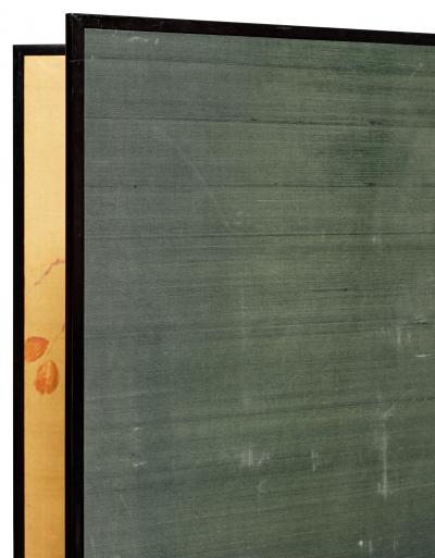 Japanese Two Panel Screen Persimmon on Gold Silk