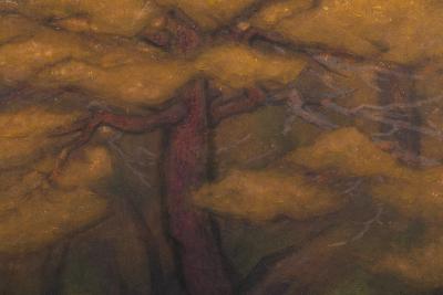 Japanese Two Panel Screen Pine and Mountain Landscape