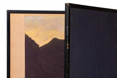 Japanese Two Panel Screen Pine and Mountain Landscape