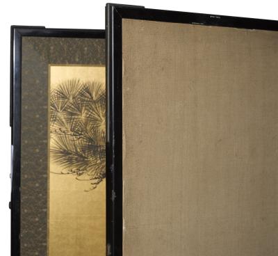 Japanese Two Panel Screen Pine on Gold