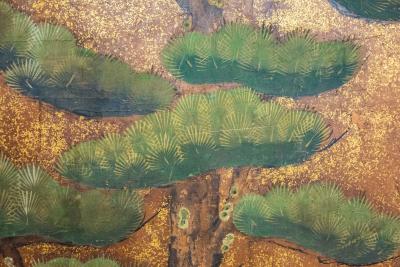 Japanese Two Panel Screen Pine with Gold Dust