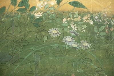 Japanese Two Panel Screen Plains of Musashino with Full Moon Rising