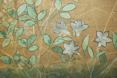 Japanese Two Panel Screen Plains of Musashino with Full Moon Rising