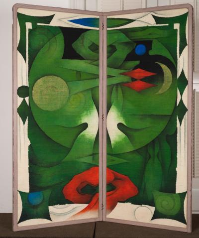 Japanese Two Panel Screen Psychedelic Forms