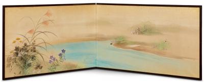 Japanese Two Panel Screen River s Edge
