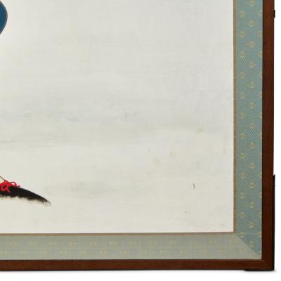 Japanese Two Panel Screen Samurai Warrior