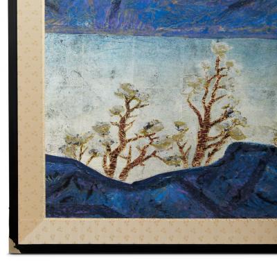 Japanese Two Panel Screen Seiko Sunny Lake 