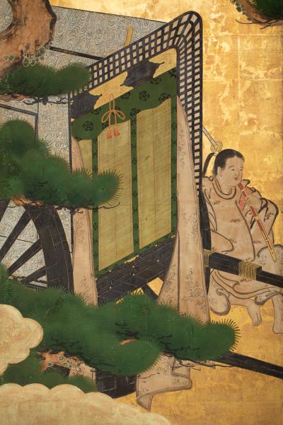 Japanese Two Panel Screen Shoguns Journey to Edo