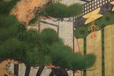 Japanese Two Panel Screen Shoguns Journey to Edo