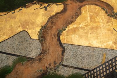 Japanese Two Panel Screen Shoguns Journey to Edo