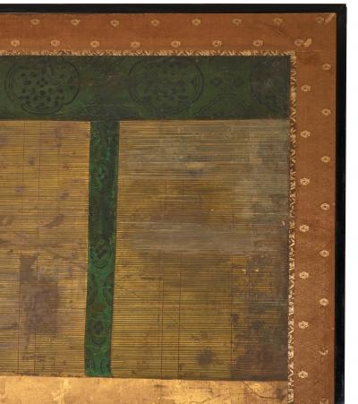 Japanese Two Panel Screen Sudare on Gold Leaf