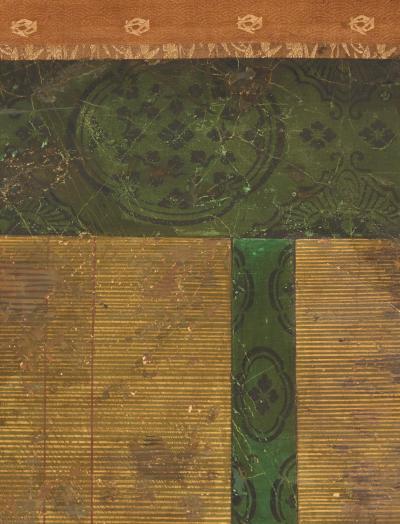 Japanese Two Panel Screen Sudare on Gold Leaf