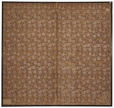 Japanese Two Panel Screen Sumi e Mountain Landscape