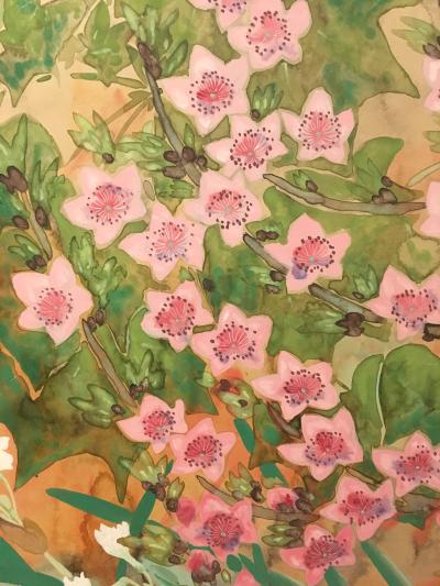 Japanese Two Panel Screen Summer Flowers
