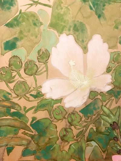 Japanese Two Panel Screen Summer Flowers